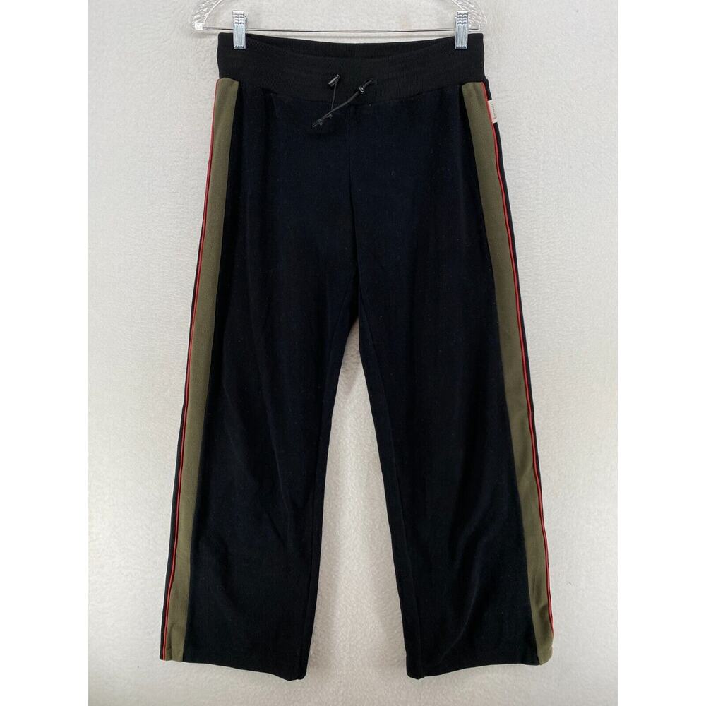 MONCLER Sweatpants Mens Large Fleece Stretch Track Pants Drawstring Side Black